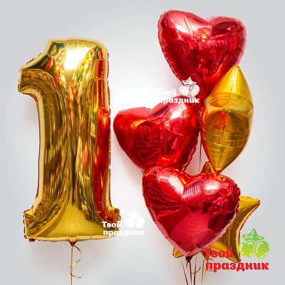 Набор фольгированных шаров с цифрой "Яркий блеск", "Твой праздник", Калининград. Доставка 24/7